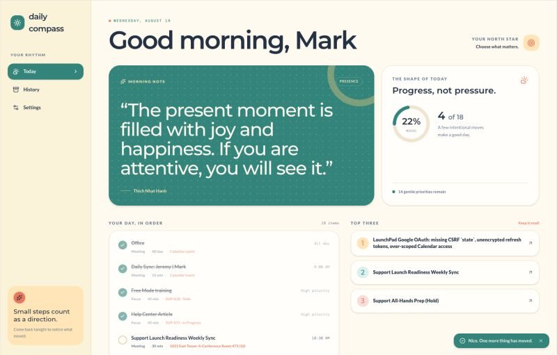 Daily Compass, a personal planning app Mark built in twenty minutes