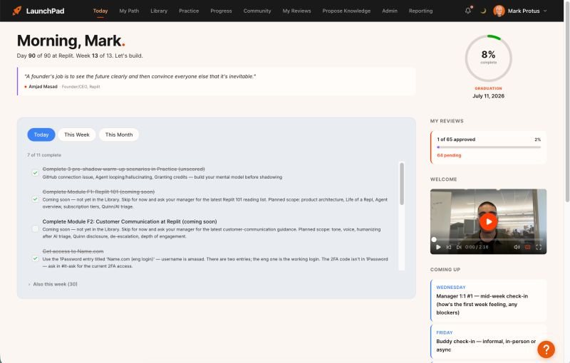 LaunchPad, the learning platform Mark built at Replit