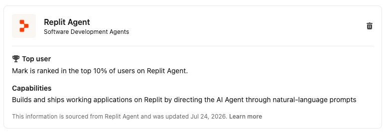Replit Agent: Mark is ranked in the top 10% of users